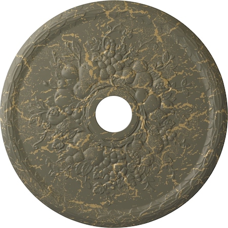 Ekena Millwork Grape Ceiling Medallion (Canopies up to 3 5/8"), 22 5/8"OD x 3 5/8"ID x 5/8"P, Witch Hazel Crackle CM22GRWHC